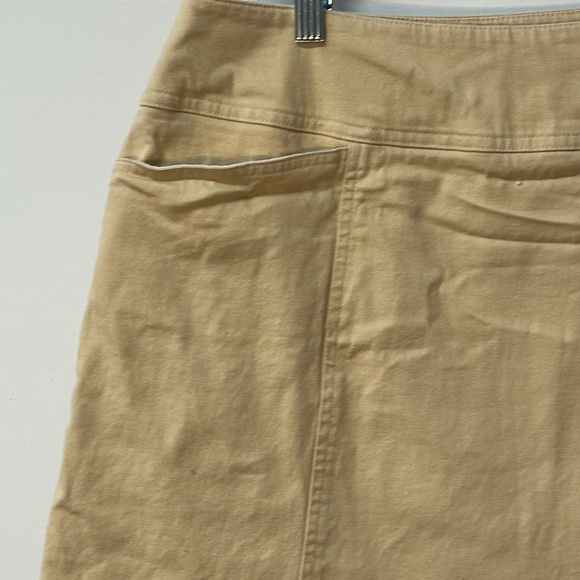 Chaus Skirt Beige Khaki Side Zip Knee Length Stretch vintage 12 cotton spandex - Picture 2 of 7